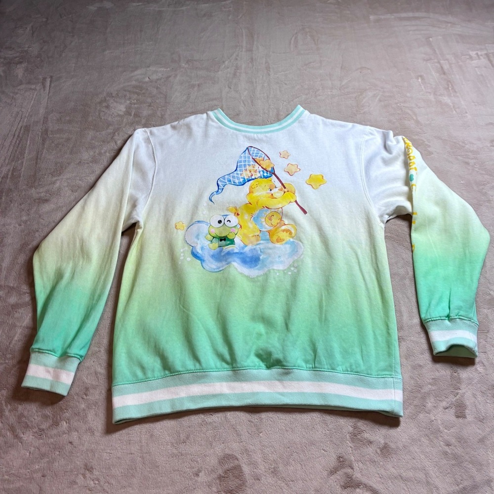 Hello Kitty x Care Bears Keroppi Funshine Bear Ombre Sweatshirt Green White M
